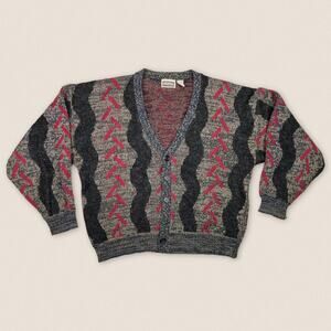 Vintage Grandpa Wool‎ Acrylic Blend Cardigan Sweater White Oak | Size Large